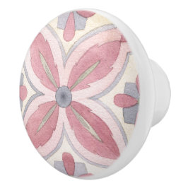 Elegantes Aquarellmuster Blume rosa und blau Keramikknauf