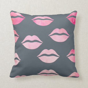 elegantes Aquarellrosa-Lippenmuster Kissen