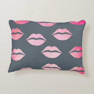 elegantes Aquarellrosa-Lippenmuster Zierkissen