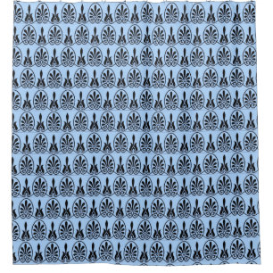 Elegantes Arabesque Vector Muster auf hellblau Duschvorhang