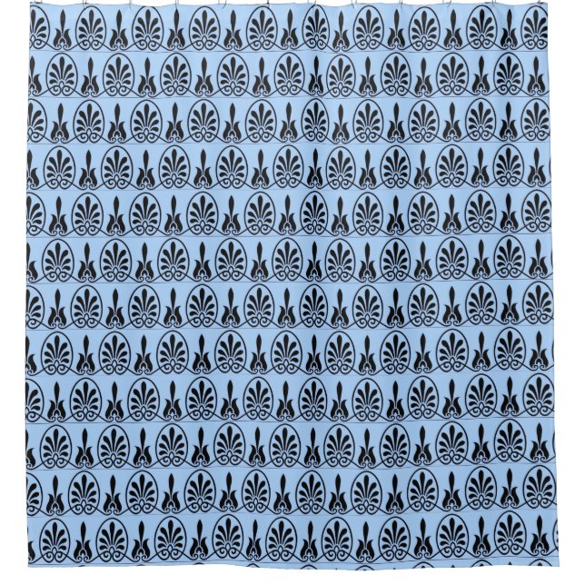 Elegantes Arabesque Vector Muster auf hellblau Duschvorhang (Vorderseite)