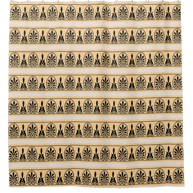 Elegantes Arabesque Vector Muster in Peach & Beige Duschvorhang (Vorderseite)