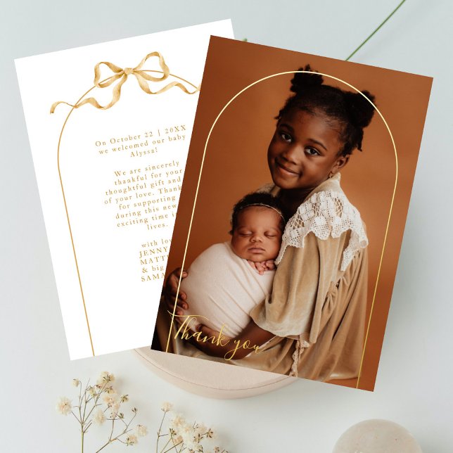 Elegantes Arch Foto Chic Baby Shower Vielen Dank Folieneinladung (Von Creator hochgeladen)