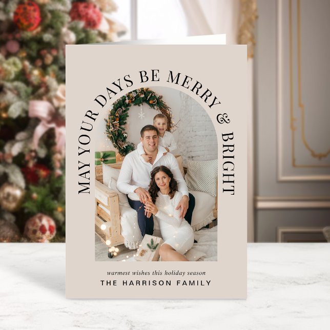 Elegantes Arch Foto Frohe und helle Weihnachten Karte (Share the love and warmth of the holiday season with this personalized arch photo Christmas card)