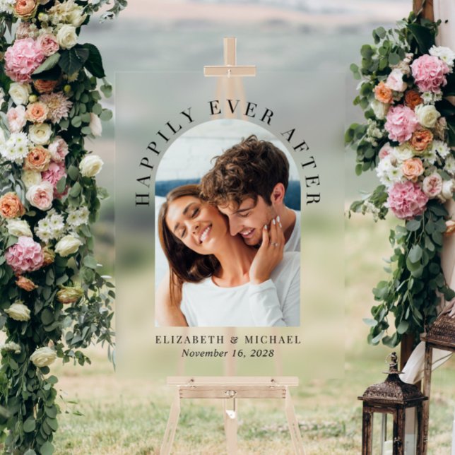 Elegantes Arch Foto Hochzeit Willkommen Acrylschild (Von Creator hochgeladen)