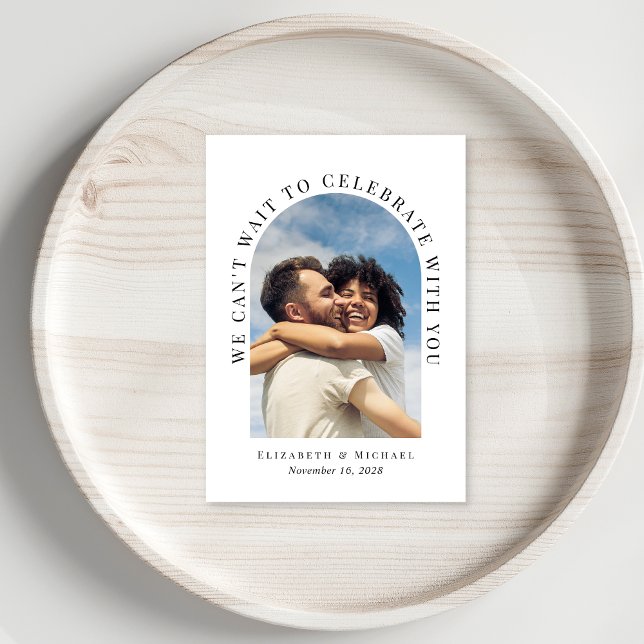 Elegantes Arch Foto QR Code Hochzeit RSVP Karte (Von Creator hochgeladen)