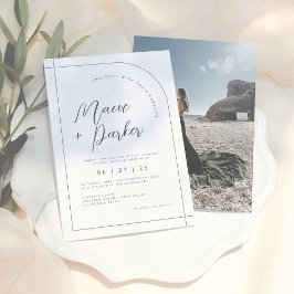 Elegantes Arch & Modernes Kalligrafie-Foto Hochzei Einladung