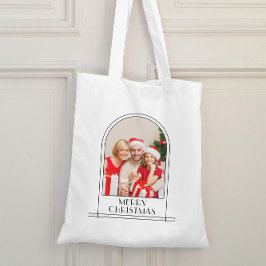 Elegantes Arch Personalisiertes Foto Weihnachten Tragetasche