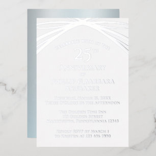 Elegantes Arch Silver 25. Hochzeitstag Party Folieneinladung