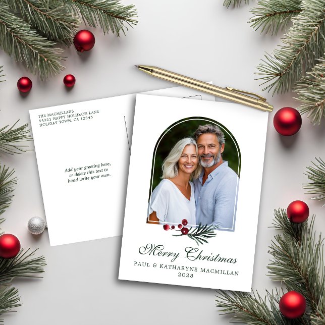 Elegantes Arch Weihnachten Botanisches Foto (Elegant Arch Christmas Botanical Holiday Photo Postcard)