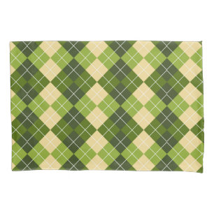 Elegantes Argyle-Muster in Grün und Gelb Diamant Kissenbezug