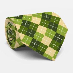 Elegantes Argyle-Muster in Grün und Gelb Diamant Krawatte