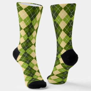 Elegantes Argyle-Muster in Grün und Gelb Diamant Socken