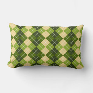 Elegantes Argyle-Muster in grün und gelb diamantfö Lendenkissen