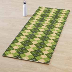Elegantes Argyle-Muster in grün und gelben Diamant Yogamatte