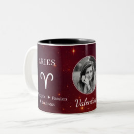 Elegantes Aries-Sternzeichen-Merkmale Foto-Mug Zweifarbige Tasse