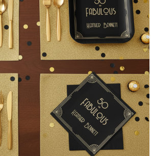 Elegantes Art Deco 50 und fantastischer Geburtstag Serviette