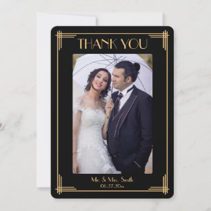 Elegantes Art Deco Danke für Ihre Hochzeitskarte