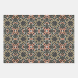 Elegantes Art Deco Earth Tones Vintages Muster Set Geschenkpapier Set