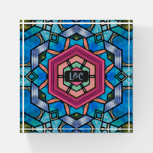 Elegantes Art Deco festes Glas mit Monogrammen