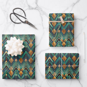 Elegantes Art Deco-Fliesenmuster-Party  Geschenkpapier Set
