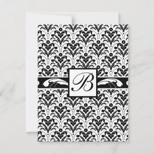 Elegantes Art Deco Floral Damask Custom Monogramm Einladung