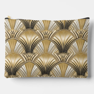 Elegantes Art Deco Gold Schwarz Muster Zubehörtasche