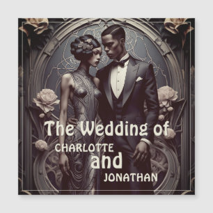 Elegantes Art Deco Hochzeitspaar - Einladung