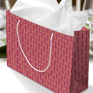 Elegantes Art Deco Muster Bögen Rosa Gold Chic Große Geschenktüte