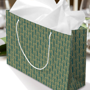 Elegantes Art Deco Muster Bögen Türkis Gold Chic Große Geschenktüte