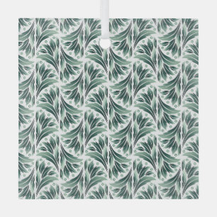 Elegantes Art Deco-Muster mit grünem Laub Ornament Aus Glas