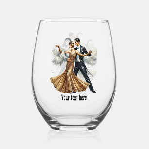 Elegantes Art Deco Paar anpassbar Weinglas Ohne Stiel
