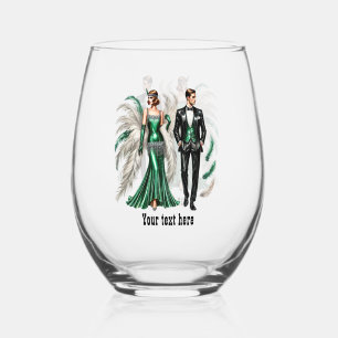 Elegantes Art Deco Paar anpassbar Weinglas Ohne Stiel