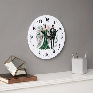Elegantes Art Deco Paar Große Wanduhr