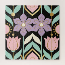 Elegantes Art Deco Pastell-Blumenmuster