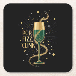 Elegantes Art Deco Pop Fizz Clink   Gatsby Roaring Rechteckiger Pappuntersetzer