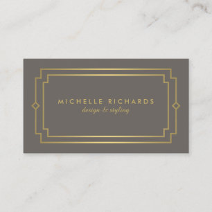Elegantes Art Deco Professional Taupe/Gold Visitenkarte