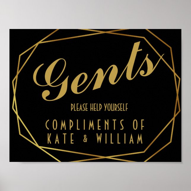 Elegantes Art Deko Gents Toilettenschild (Vorne)