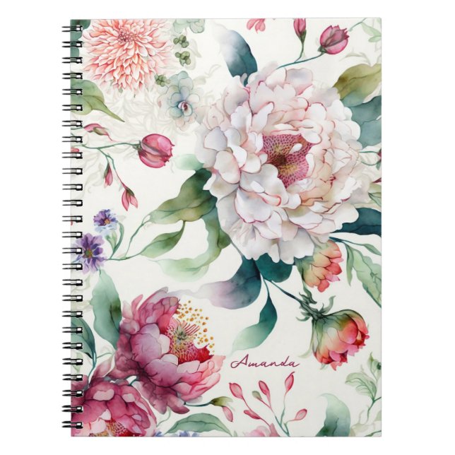 Elegantes, asiatisches Blumenmuster Notizblock (Vorderseite)