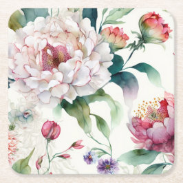 Elegantes, asiatisches Blumenmuster Rechteckiger Pappuntersetzer