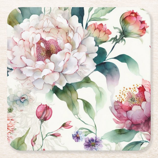 Elegantes, asiatisches Blumenmuster Rechteckiger Pappuntersetzer (Vorderseite)