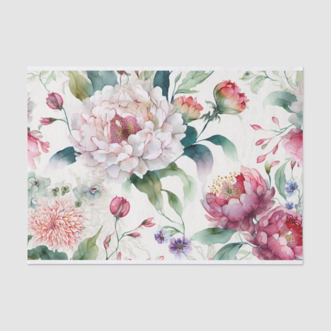 Elegantes, asiatisches Blumenmuster Seidenpapier (Vorderseite)