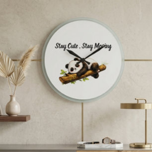 Elegantes Ästhetik-Panda-Geschenk – Einfach Minima Große Wanduhr