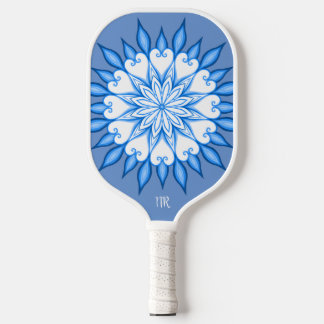 Elegantes ästhetisches White & Blue Mandala Mit Mo Pickleball Schläger