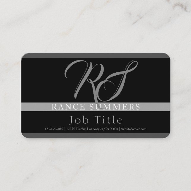 Elegantes Aussehen | Elegant Mit Monogramm Visitenkarte (Vorderseite)