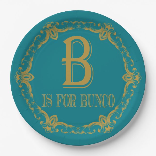 Elegantes B ist für Bunco Pappteller (Vorderseite)