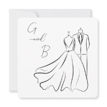 Elegantes B&W Wedding Tux & Dress Square Wedding