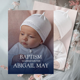Elegantes Baby Baptism Foto Minimalistisch Einladung
