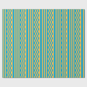 Elegantes Baby Blue und Gelb Geometric Muster Geschenkpapier