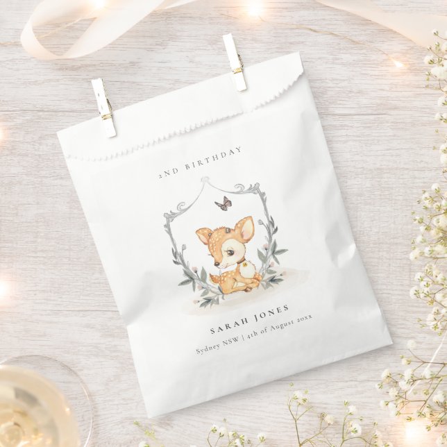 Elegantes Baby Deer Blumengebirge Wappen jeden Geb Geschenktütchen (Ausgeschnitten)